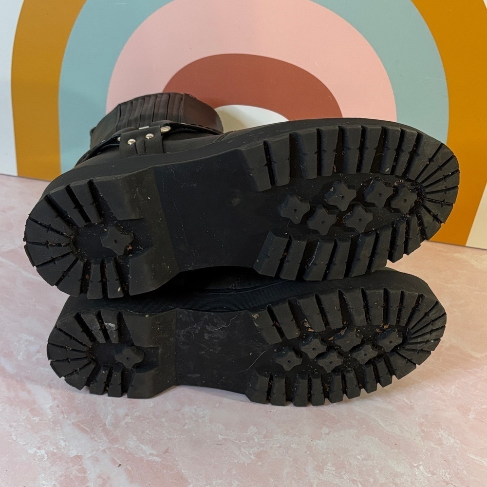 Shoe Dazzle Black Moto Combat Boots | 8 - Picture 5 of 6